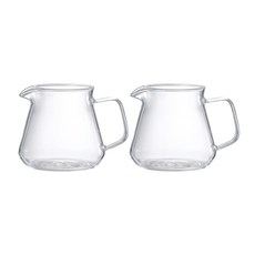 2PCS 유리 커피 티 서버 냄비 핸드 푸어 커피 서버 편안한 그립 카라페, 300ml, 2개
