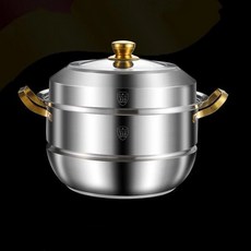 不鏽鋼蒸鍋家用蒸鍋燃氣蒸鍋電磁爐蒸鍋蒸鍋316不鏽鋼加厚蒸籠屜多層蒸煮燉家用電磁爐燃氣用, 1個, 【母嬰級】316金耳28cm巨厚款雙層