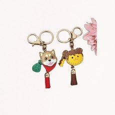 에어팟키링 시바견 당고 자동차 열쇠고리 세트, 1개