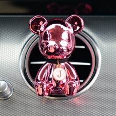 JK 크롬 베어브릭[단품] 차량용 방향제, 크롬단품(블랙), 블랙체리, 리필킷1팩(향3개), 1개