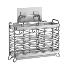 주방 행잉 스테인레스 스틸 젓가락 숟가락 포크 커트레이 거치대 정리함 랙 배수구 보관 액세서리 품목, 1개, silver