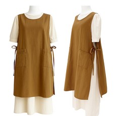 엣모스트 트임 바스락 패션 꽃집 공방 카페 예쁜 방수앞치마, 1개, 머스터드 브라운