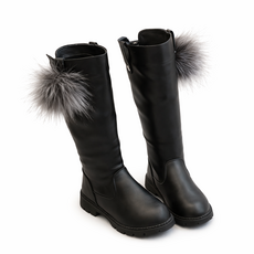 아동 롱부츠 겨울 미디 가죽신발 여아부츠 지퍼 통굽