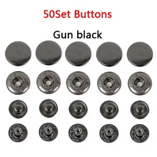 50 세트 가죽 스냅 패스너 키트 10mm 금속 단추 프레스 스터드 4 설치 도구 DIY 의류 용, 01 10mm(655), 05 50Set Gun black