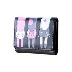 초등반지갑 여학생 PU가죽 11.9cm 기우 3단 고양이 (49861734)