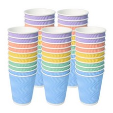 [소분] 3중 단열 종이컵 웨이브 파스텔 5종 칼라컵 기획혼합5종 50개, 16oz, 1개
