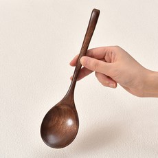 長柄木質湯勺/飯勺，日式風格，適用火鍋、湯麵、喝湯, 面勺|火鍋勺|湯勺_深色23.5*6Cm, 1個
