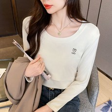 여성 라운드 긴팔 수유티 여성용 고급감 수유 긴팔 티셔츠 간편한 스타일 LT