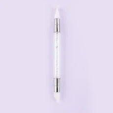 1Pcs 듀얼 엔드 실리콘 조각 도트 펜 네일 브러쉬 DIY 젤 매니큐어 도구에 대 한 라인 석 크리스탈 핸들, 03 White, 1