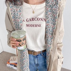 옷자락 여자 꽃나염 면잠바 사파리 셔링 후드 루즈핏 점퍼