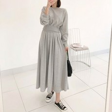 Funny girls 圓領收腰上衣長裙套裝