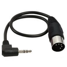 5핀 DIN 케이블 MIDI 수컷에서 3.5mm TRS 수컷 스테레오 플러그 90도 각도 오디오 연결 사운드 카드 키보드 피아노 드럼 녹음용 검정색 (3미터10피트), MTUERANC 0.5M/1.6피트