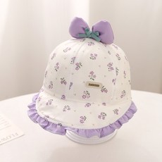 寶寶帽子春秋季女童碎花蝴蝶結遮陽帽女孩寶寶外出防風大檐帽
