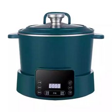 SAKINVEN 智能升降電鍋 3L/5L大容量 分離式內鍋 預約定時 火鍋/蒸煮多功能, 墨綠色, 3L不鏽鋼鍋體+預約定時+4次升降瀝糖