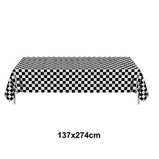 교통 콘 및 플래그 체크 검정 깃발 생일 무늬 흰색 테마 장식 자동차 용 레이싱 경주, tablecloth 3