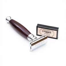 FREED 復古雙刃安全刮鬍刀 仿紫紅檀木紋 附10片刀片, 1個, 不需要刻字