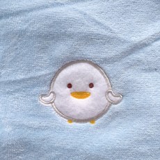 《織物の優》動物絨棉刺繡浴巾 【中厚款】【台灣製】, 藍(小雞), 1個