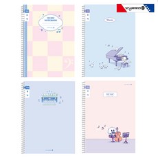 모닝글로리 음악공책 3 6 초등학생 1500 오선지 스프링 노트, 스프링O 음악오선 B여아 디자인랜덤