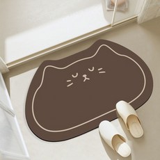 미끄럼방지 규조토 고양이 발매트 욕실 발매트 물흡수, 딥 브라운