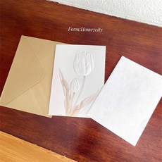 ins浮鵰立體感鬱金香賀卡手寫留言卡浪漫節日祝福語手寫卡片精緻, 1個, 浮鵰鬱金香賀卡1套（不含絲帶）