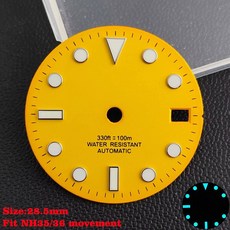 34 35 36 무브먼트에 28 5MM 교체 청록색 무균 시계 다이얼 부품 야광, NO, Yellow Silver 1