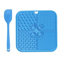 베스토 11 가지 색상 주걱이있는 애완 동물 느린 먹이 매트 실리콘 흡입 컵 개 고양이 증가 먹는, Blue Set