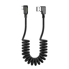 맥도도 90도 코일 C 타입 고속충전 케이블, 블랙, 1개, 1.8m