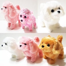 말티즈 움직이는 강아지인형 동물인형 자율주행 반려견 강아지장난감 어린이날선물 크리스마스선물 퍼피 반려견 애완견, 핑크, 1개