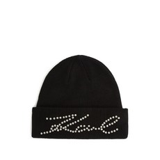 칼 라거펠트 라인스톤 장식 골지 비니