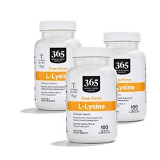 365홀푸드마켓 엘라이신 500mg 프리폼 필수아미노산 캡슐 365 Whole Foods Market L-Lysine, 100정, 3개