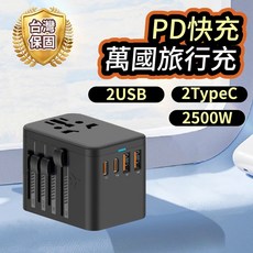 【好記商店】旅行萬用充電器 70W 最新智能款 萬國轉接頭 PD快充 適用多國插頭, 1個, 最新智能款｜PD 45W(快充),▶︎免替式保險絲◀︎2usb+2type