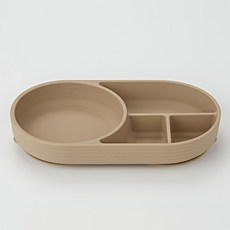 요한손베비스 클린클링 흡착 식판 실리콘 유아식 아기 이유식 그릇, 1개, 밀크브라운