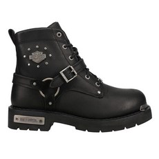 Harley-Davidson FOOTWEAR 여성용 베키 스터드 라운드 토 오토바이 캐주얼 부츠 앵클 로우 힐 2.5-5.1cm(1-2인치) - 블랙 블랙., 6.5