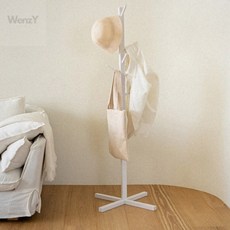 웬카 옷걸이거치대 원목 스탠드 행거, 브라운