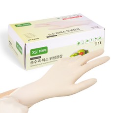 비츄인 순수 라텍스장갑 100매입, 1개, XS, 화이트