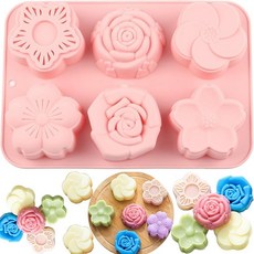 초콜릿 캔디용 6개의 캐비티 플라워 실리콘 초콜릿 몰드, D