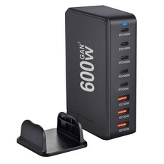 새로운 600W Gan 고속 충전 3.0 USB 유형 C 고속 충전기 모바일 8 포트 5C3A PD 충전기 태블릿 충전기 휴대가 편리함, korean plug-black, EU
