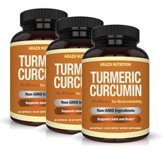 아라조 뉴트리션 터메릭 커큐민 캡슐 Arazo Nutrition Turmeric Curcumin, 3개, 60정