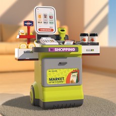 兒童過家家玩具迷你超市購物臺仿真咖啡機售貨臺玩具套裝，角色扮演購物遊戲, 668-126超市升級咖啡售貨機, 1個