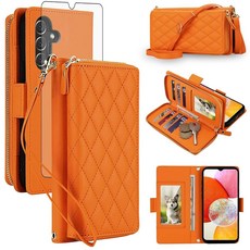 Asuwish Compatible with Samsung Galaxy A35 5G Wallet Case Zipper RFID Blocking Screen Protector Cr