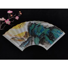 95寸手繪 雲動山羽圖 蘇工超薄宣紙扇面, 如圖所示, 1個