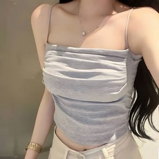 抓皺細肩帶背心 固定式胸墊內搭小可愛