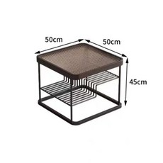 奶油風玻璃茶幾組 閤客廳家用小戶型公寓簡約輕奢現代子母鐵藝茶幾 (80cm x 50cm x 40cm), 1個, 四方.#黑色.%長虹玻璃