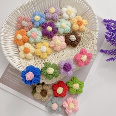 뜨개 꽃 부자재 장식 코사지 코바늘 리폼 재료, 오렌지