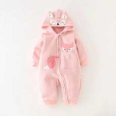 Momo-chan嬰兒秋季動物連帽連身衣外出服