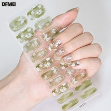 DFMEI 春夏半固化凝膠指甲貼半烤UV指甲貼紙貼片烤燈變硬美甲貼, 1個, JM216
