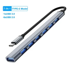 USB C 허브 타입 스플리터 썬더볼트 3 도킹 스테이션 노트북 어댑터 맥북 에어 M1 아이패드 프로용, 01 7-IN-1 TYPE C