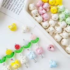 쪼꼬미 토끼 비즈공예 구슬 세라믹 도기 비즈 키링 스트랩 재료 [1개], 스카이, 1개