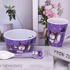 卡通庫洛米兒童餐具可愛家用耐摔防燙分格餐盤喫飯碗勺杯筷盤, 庫洛米【450ML】新5寸碗+手柄杯+造, 1個