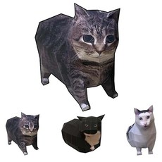 [루베이/종이공예] DIY 3D 밈 캣 종이접기 세트 웃긴표정 입체이장식 강력 내구성, A, 1개